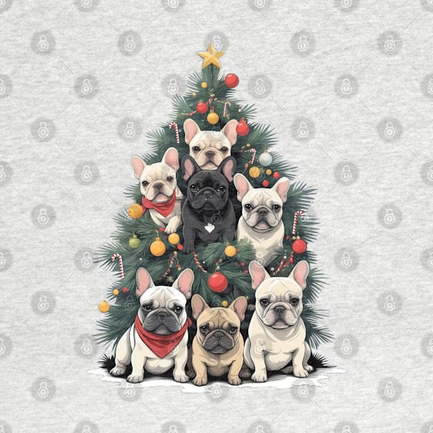 Cute French Bulldog Christmas tree, french bulldog lovers gifts and Merry Christmas by Collagedream